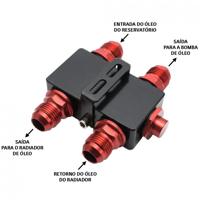 Adaptador com Termostato In-Line 10AN p/ Radiador de Óleo Remoto