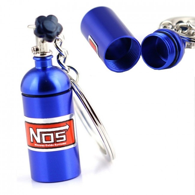 Chaveiro Garrafa Nitro NOS (Nitrous Oxide Systems) - Azul