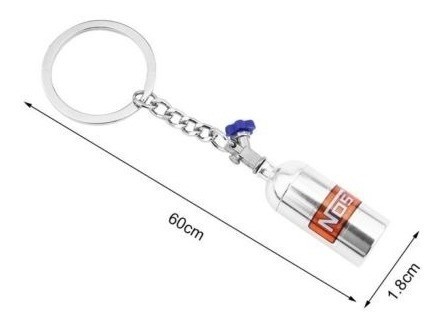 Chaveiro Garrafa Nitro NOS (Nitrous Oxide Systems) - Prata