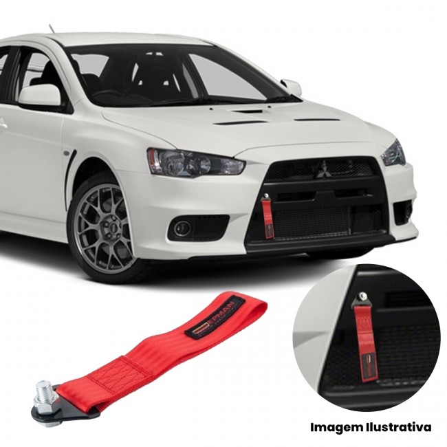 Kit Engate Reboque de Tecido com Conjunto de Arruela Billet para Fixação de Para-choque - EPMAN - Vermelho