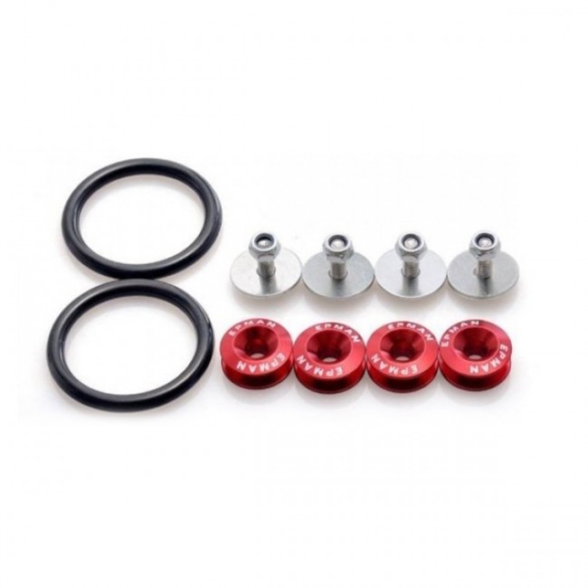 Kit Engate Reboque de Tecido com Conjunto de Arruela Billet para Fixação de Para-choque - EPMAN - Vermelho