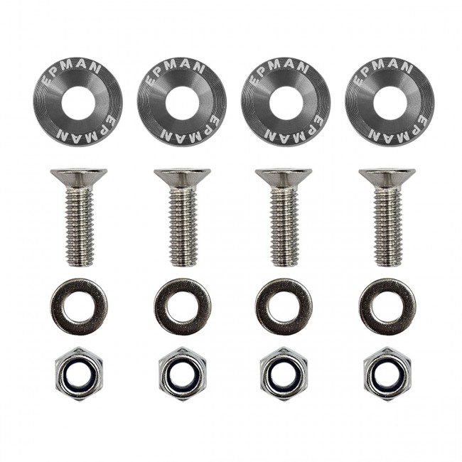 Kit 4 Arruelas Billet Universal com parafuso e porca M6 EPMAN - Cinza