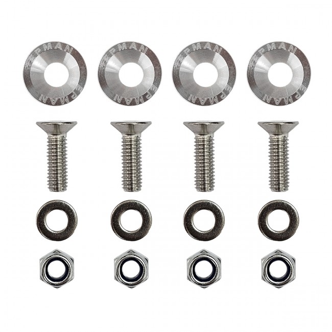 Kit 4 Arruelas Billet Universal com parafuso e porca M6 EPMAN - Prata