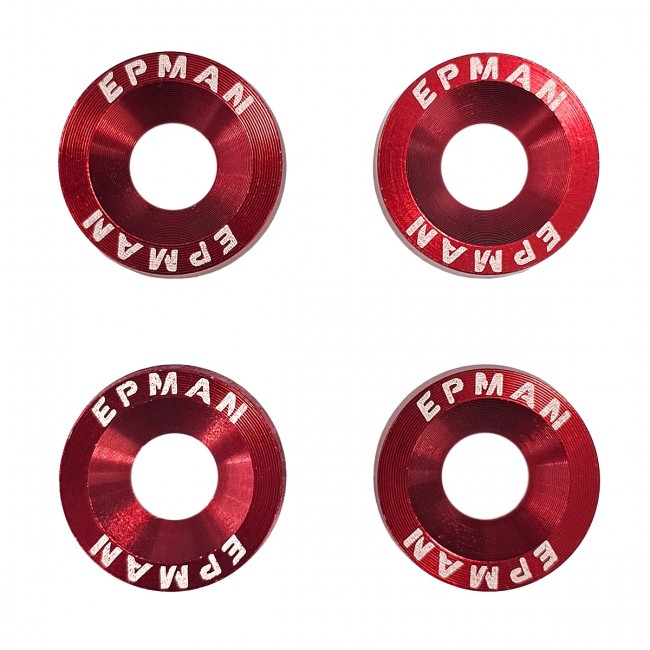 Kit 4 Arruelas Billet Universal com parafuso e porca M6 EPMAN - Vermelho