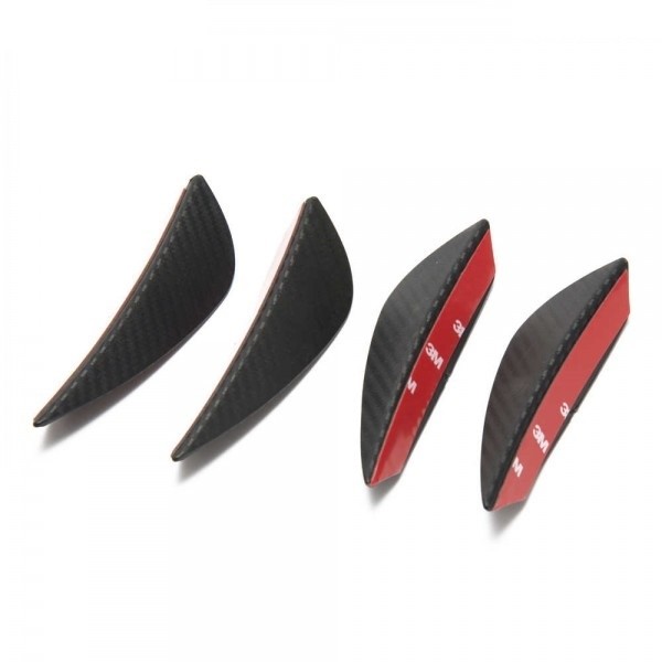 Kit Bumper Adesivo Spoiler Lateral Aerodinâmico 4 Unidades - Fibra de Carbono