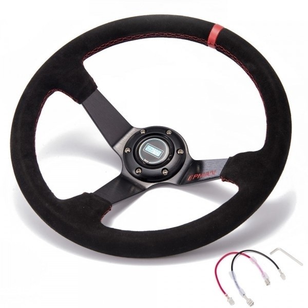 Volante Esportivo Epman Diâmetro 350mm x 3" Profundidade - Vermelho