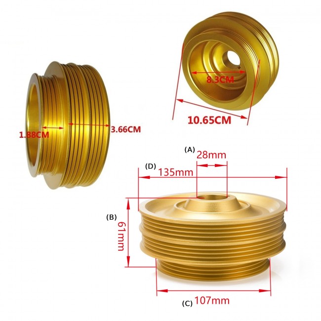 Polia do Virabrequim para Honda Civic 92-00 B16 Z0132 B16A B18C Epman Dourada
