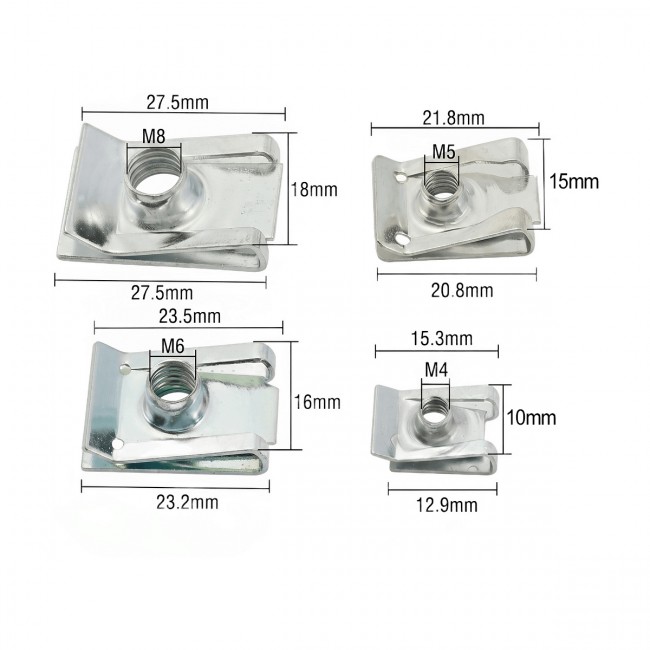 Kit 50 Peças Presilhas Spire Clips M4 M5 M6 M8 Fixação Painel Automotivo Epman