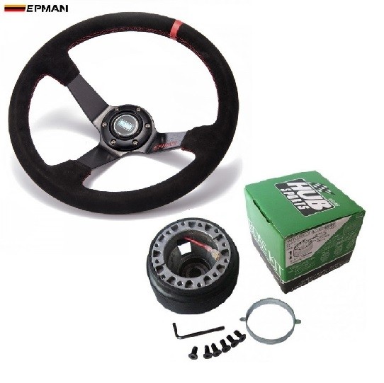 Kit Volante Esportivo Epman + Cubo Hub para Honda - Preto