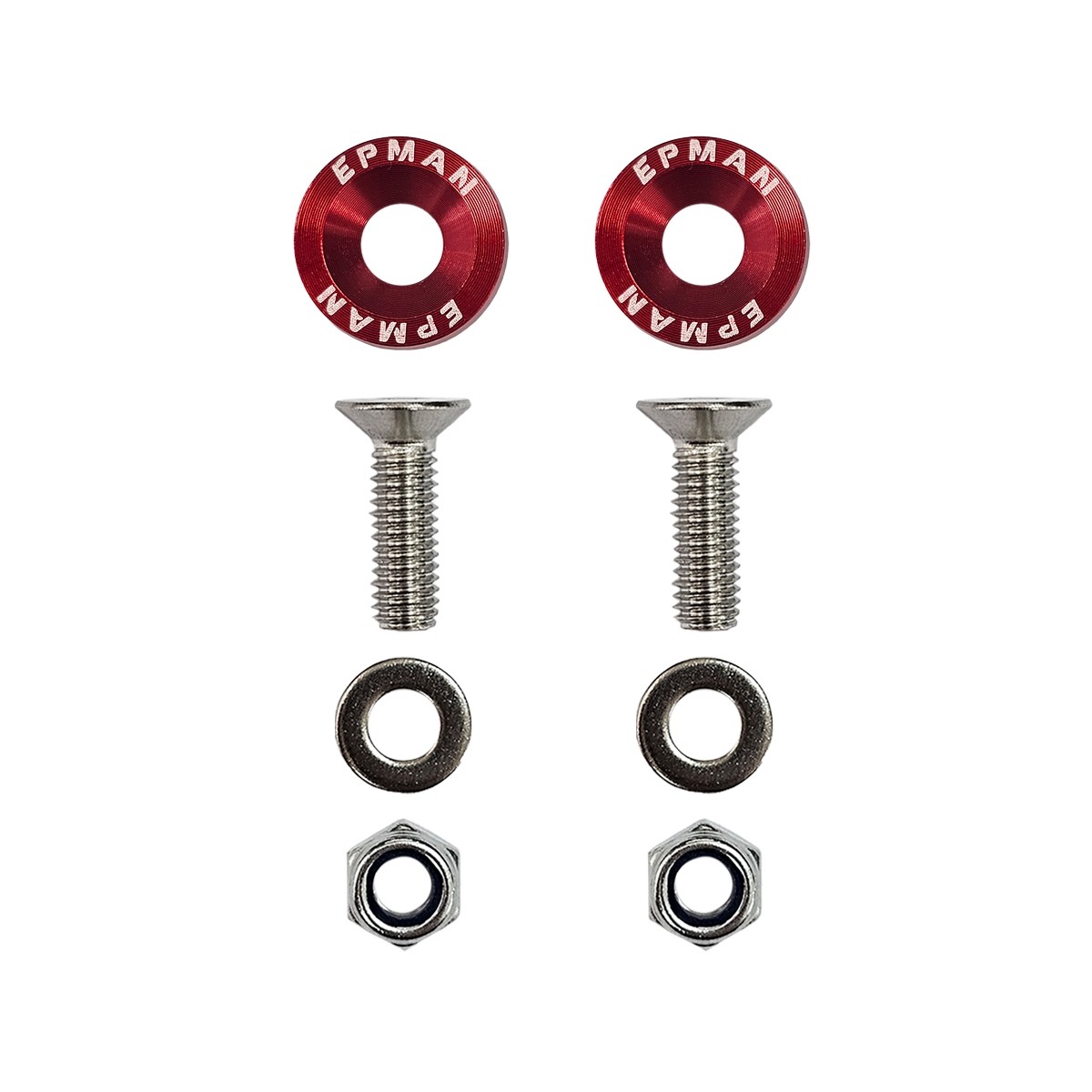 Par de Arruela Billet Universal com parafuso e porca M6 EPMAN - Vermelho