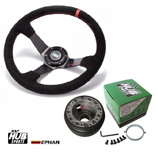Kit Volante Esportivo Epman + Cubo Hub para Golf MK3 - Preto